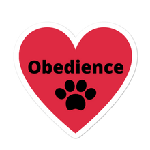 Load image into Gallery viewer, Obedience w/ Paw in Heart Stickers-4x4 or 5.5x5.5
