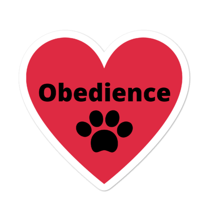 Obedience w/ Paw in Heart Stickers-4x4 or 5.5x5.5