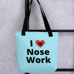 I Heart w/ Paw Nose Work Tote Bag-Blue