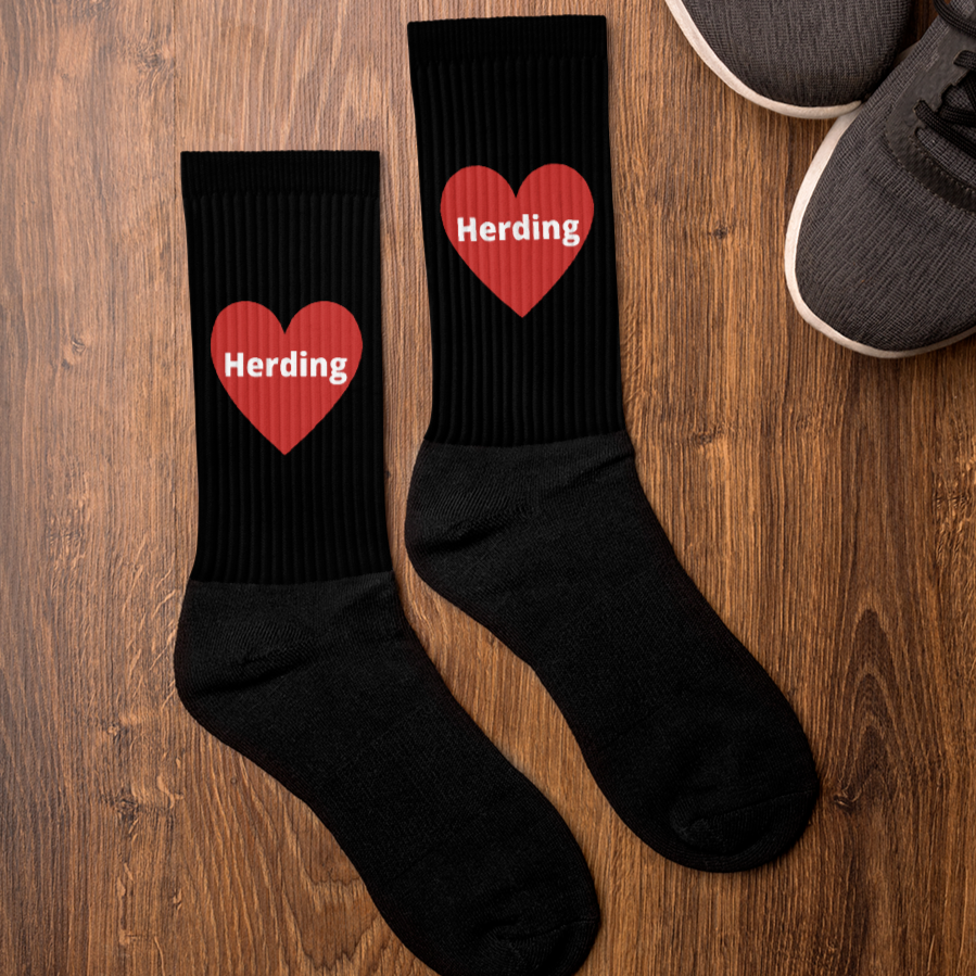 Herding in Heart Socks-Black