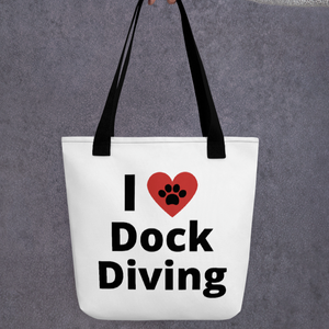 I Heart w/ Paw Dock Diving Tote Bag-White