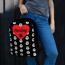 Load image into Gallery viewer, Allover Sheep w/ Herding &amp; Paw in Heart Backpack-Black
