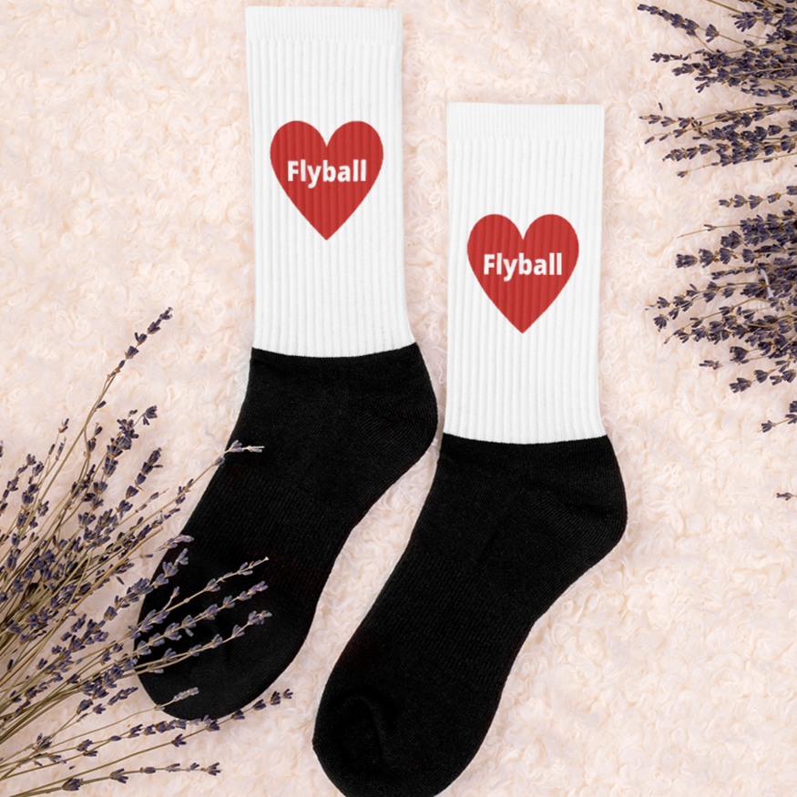 Flyball in Heart Socks-White