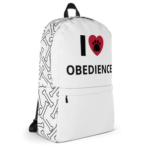 I Heart w/ Paw Obedience Backpack & Bones Sides-White