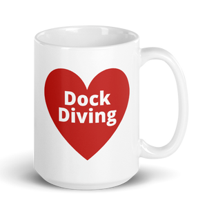 Dock Diving in Heart Mug