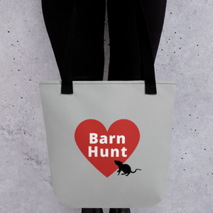 Barn Hunt in Heart w/ Rat Tote Bag-Grey