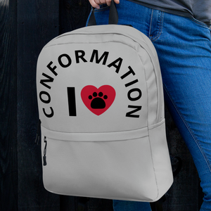 I Heart w/ Paw Curved Conformation Backpack-Grey