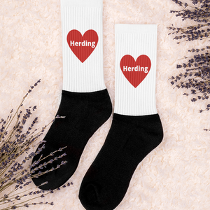Herding in Heart Socks-White