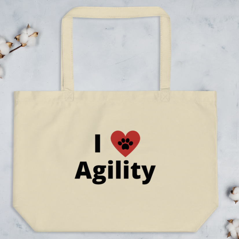 I Heart Agility X-Large Tote/Shopping Bag-Oyster