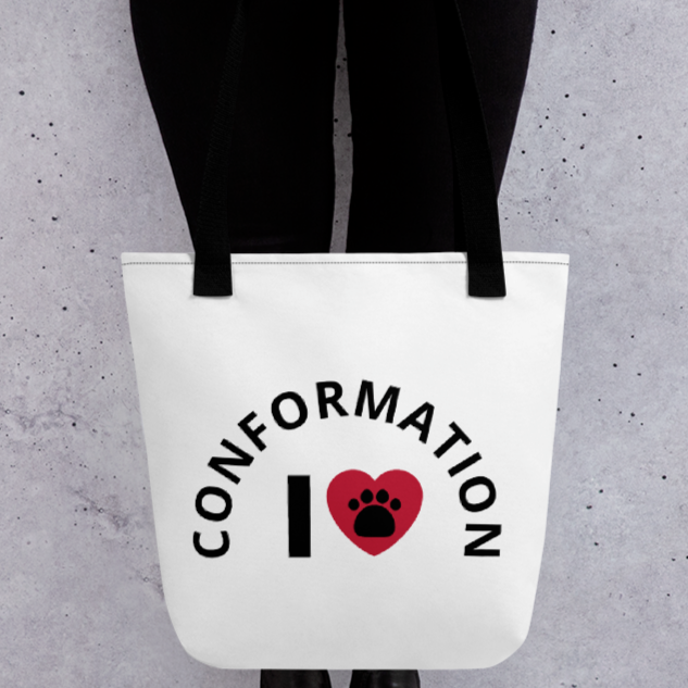 I Heart w/ Paw Curved Conformation Tote Bag