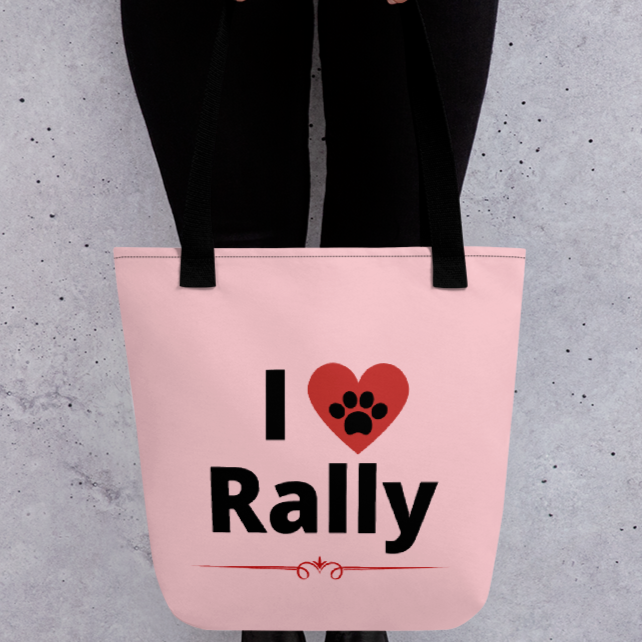 I Heart w/ Paw Rally Tote Bag-Pink