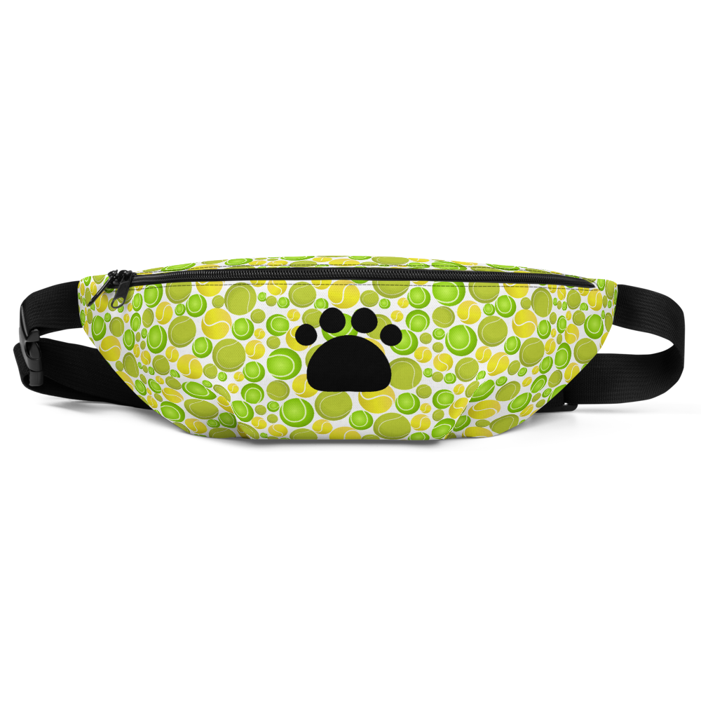 Allover Multi-Colored Tennis Balls & Paw Dog Fanny Pack