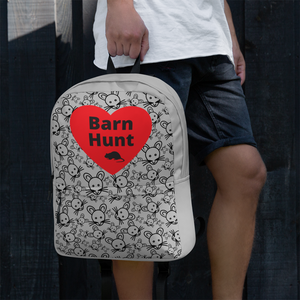 Allover Rats Heads w/ Barn Hunt & Rat in Heart Backpack-Grey