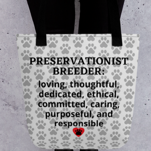 Allover Dog Paws & Preservationist Breeder Conformation Tote Bag-Lt. Grey