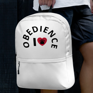 I Heart Curved Obedience Backpack-White