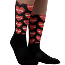 Load image into Gallery viewer, Allover Herding in Hearts Socks-Black
