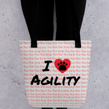 Load image into Gallery viewer, Allover Run Jump Background w/ I Heart w/ Paw Agility Tote Bag-Lt. Grey

