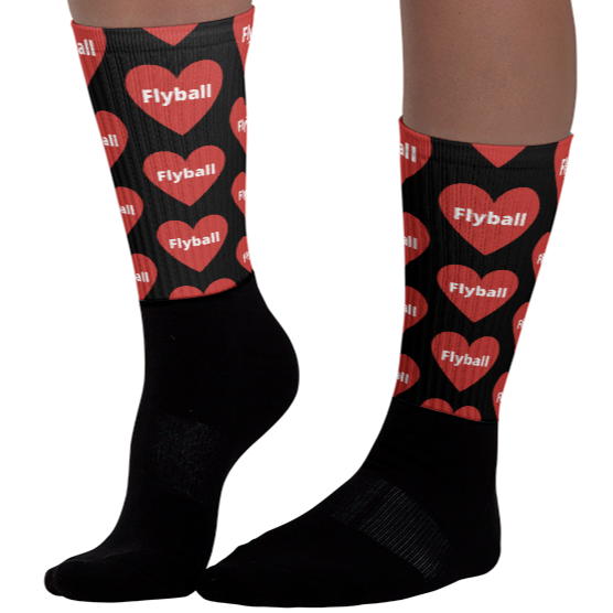 Allover Flyball in Hearts Socks-Black