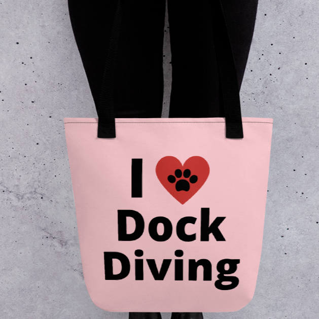 I Heart w/ Paw Dock Diving Tote Bag-Lt. Pink