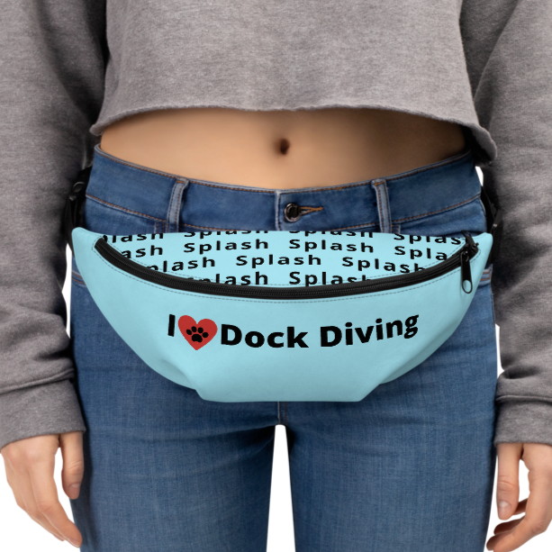I Heart w/ Paw Dock Diving Fanny Pack-Blue