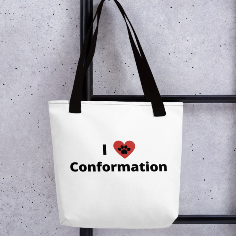 I Heart w/ Paw Conformation Tote Bag-White