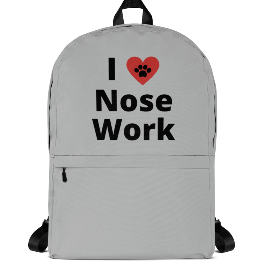 I Heart Nose Work Backpack-Grey