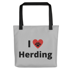 I Heart Herding Tote Bag-Grey