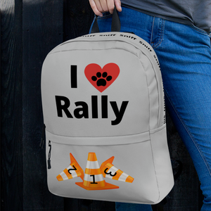 I Heart w/ Paw Rally & Cones Backpack-Grey