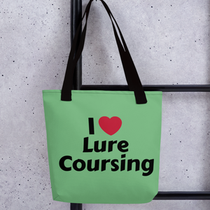 I Heart Lure Coursing Tote Bag-Green