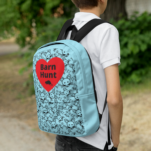 Allover Rats Head w/ Barn Hunt & Rat in Heart Backpack-Blue