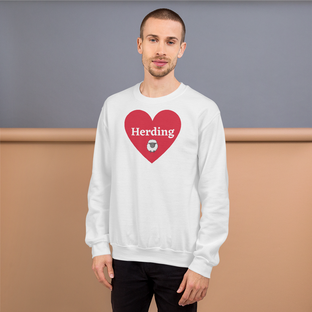 Herding w/ Sheep in Heart Sweatshirts
