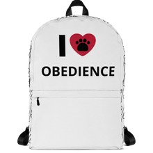 Load image into Gallery viewer, I Heart w/ Paw Obedience Backpack &amp; Bones Sides-White
