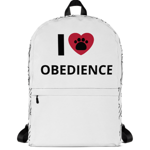 I Heart w/ Paw Obedience Backpack & Bones Sides-White