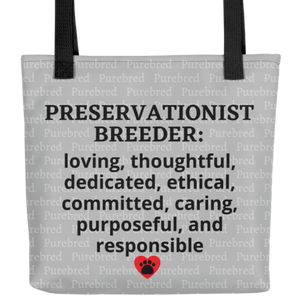 Allover Purebred & Preservationist Breeder Conformation Tote Bag-Lt. Grey