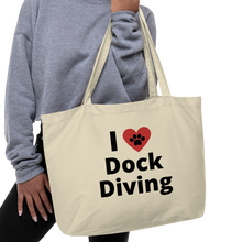Load image into Gallery viewer, I Heart w/ Paw Dock Diving X-Large Tote/Shopping Bag-Oyster
