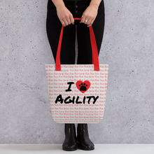 Load image into Gallery viewer, Allover Run Jump Background w/ I Heart w/ Paw Agility Tote Bag-Lt. Grey
