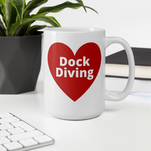 Load image into Gallery viewer, Dock Diving in Heart Mug
