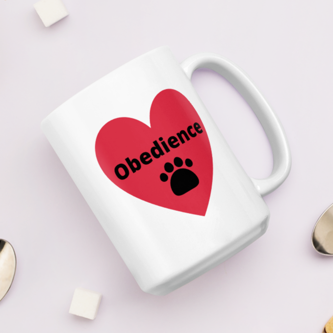 Obedience w/ Paw in Heart Mug