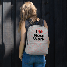 Load image into Gallery viewer, Allover Alert &amp; I Heart Nose Work/ Scent Work Backpack-Grey
