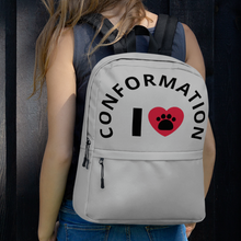 Load image into Gallery viewer, I Heart w/ Paw Curved Conformation Backpack-Grey
