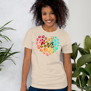 Love in Dog Paw Prints Heart T-Shirt - Light