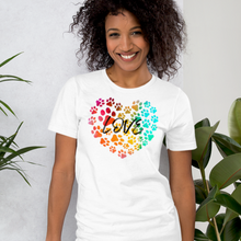 Load image into Gallery viewer, Love in Dog Paw Prints Heart T-Shirt - Light
