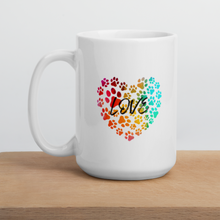 Load image into Gallery viewer, Love in Dog Paw Prints Heart Mug
