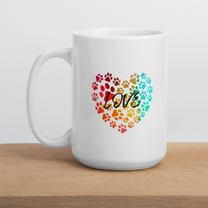 Love in Dog Paw Prints Heart Mug